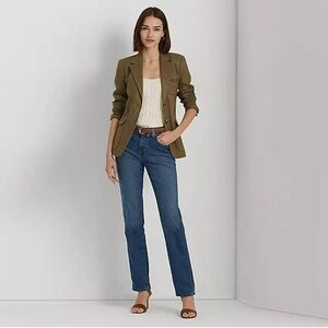 Ralph Lauren Black Label Mid-Rise Straight Jeans Ocean Blue Sz 4 Slim Sculpting